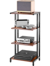 VEVOR 4-Tier AV Media Stand, Corner TV Stand, Height Adjustable Wooden Shelves for DVD Players/Cable Boxes/Games Consoles, Brown