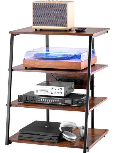 Vevor AV Stand 4-Tier Corner TV Stand with LED Lights and Power Strips New