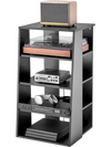 VEVOR 5-Tier AV Media Stand, Wooden Audio-Video Media Stand for DVD Players/Cable Boxes/Games Consoles, Height-Adjustable Media Storage Cabinet for Gaming, Recording Room, Black