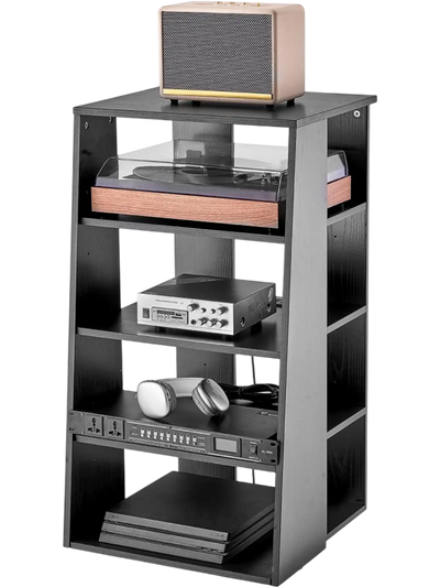 Vevor AV Media Stand 5-Tier Height-Adjustable Wooden Audio-Video Cabinet New