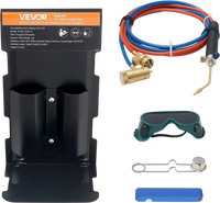 VEVOR Oxygen Propane Torch Kit, Brass Welding Torch for Oxygen MAPP Gas with Dual Pressure Gauges, Portable Oxy-Propane MAPP Brazing Tool Kit with Cylinder Rack for Welding, Soldering, Metal Heating