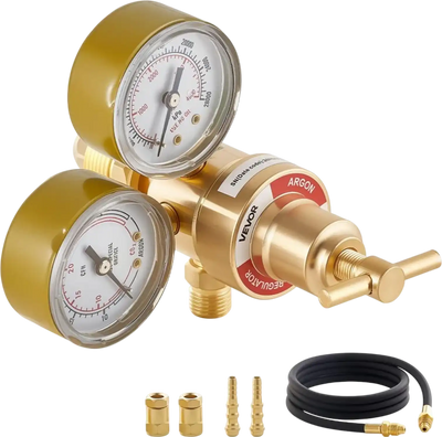 Vevor Argon Flow Regulator Argon CO2 Welding Gas Gauge with 8.2' Rubber Hose New