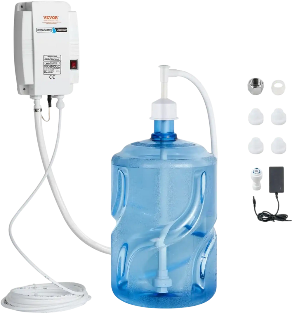 VEVOR Bottled Water Dispenser Pump System, 5 Gallon Dispensing System, Automatic Electric Water Dispenser, Single Inlet Water Jug Pump, Compatible Use with Coffee/Tea Machine, Refrigerator, Ice Maker