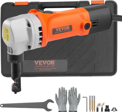 VEVOR Sheet Metal Nibbler, 550W Powerful 2200 RPM High Speed, 360 Degree Rotation Electric Nibbler Metal Cutter, Straight Curve and Circle Cutting for Stainless Steel, Aluminum, Plastic, Wood Board