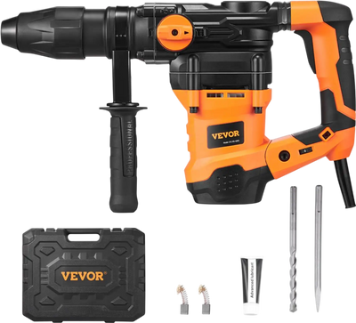 VEVOR 1-9/16 Inch SDS-Max Rotary Hammer Drill, 13Amp Corded Drills, Heavy Duty Chipping Hammers with Vibration Control & Safety Clutch, Electric Demolition Hammers Variable Speed, Power Tool For Concr
