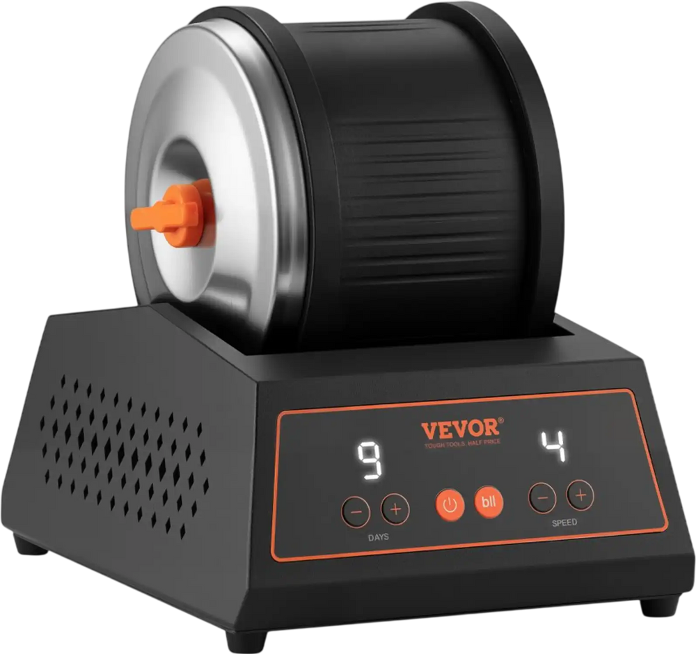 VEVOR Rock Tumbler Kit, 4lbs Rock Polishing Kit, 4 Speed Settings 9-Day Polishing Timer Stone Polishing Kit, Belt-Free Rock Polisher with Adapter & Overload Protection, Rock Polisher for Adults Kids