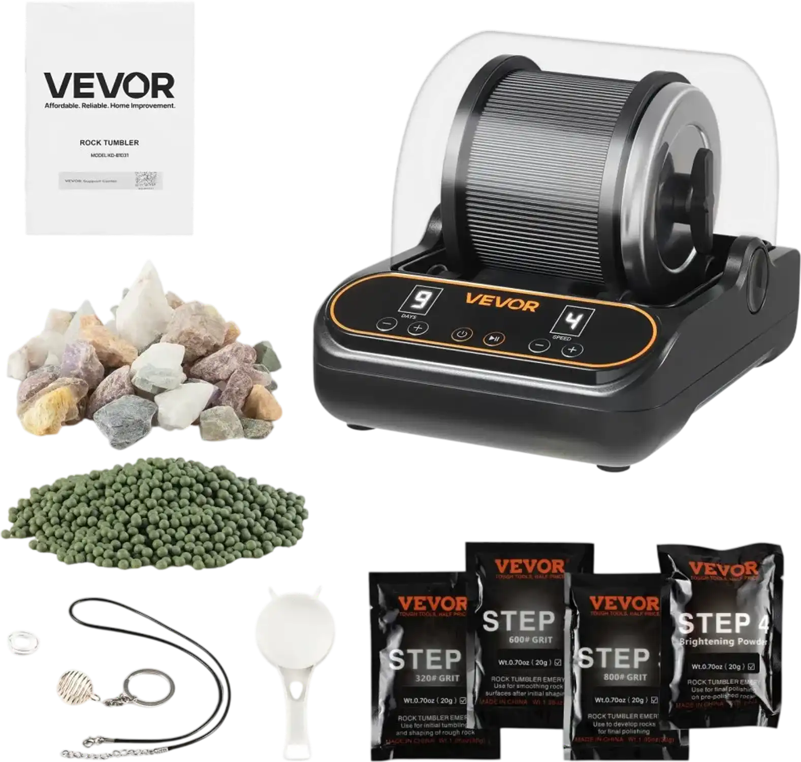 Vevor Rock Tumbler Rock Polishing Machine Kit 1 lb Quiet Operation New
