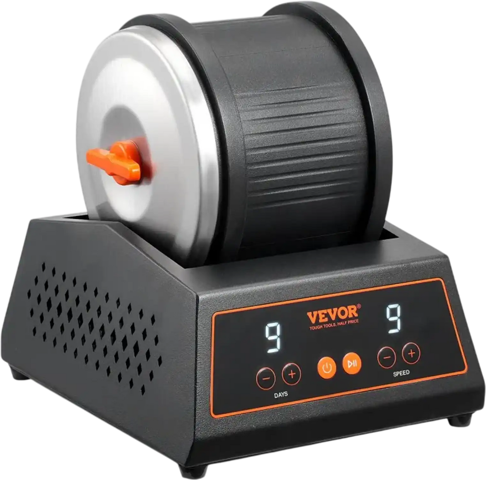 VEVOR Rock Tumbler Machine, 4 lbs Rock Polishing Machine, 9 Speed Settings 9-Day Polishing Timer Stone Tumbler, Direct Drive Motor Rock Polisher, Cold-rolled Steel Body, Rock Polisher for Kids Adults