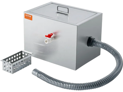 Vevor Grease Trap 8 lbs Commercial Stainless Steel Side Inlet Interceptor New