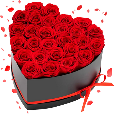 VEVOR Forever Flowers, 27 Preserved Roses in a Heart Shape Box, Eternal Flowers Immortal Bouquet Birthday Present for Delivery Prime Women Her Wife Mothers, Anniversary, Valentine's Day,Christmas, Red