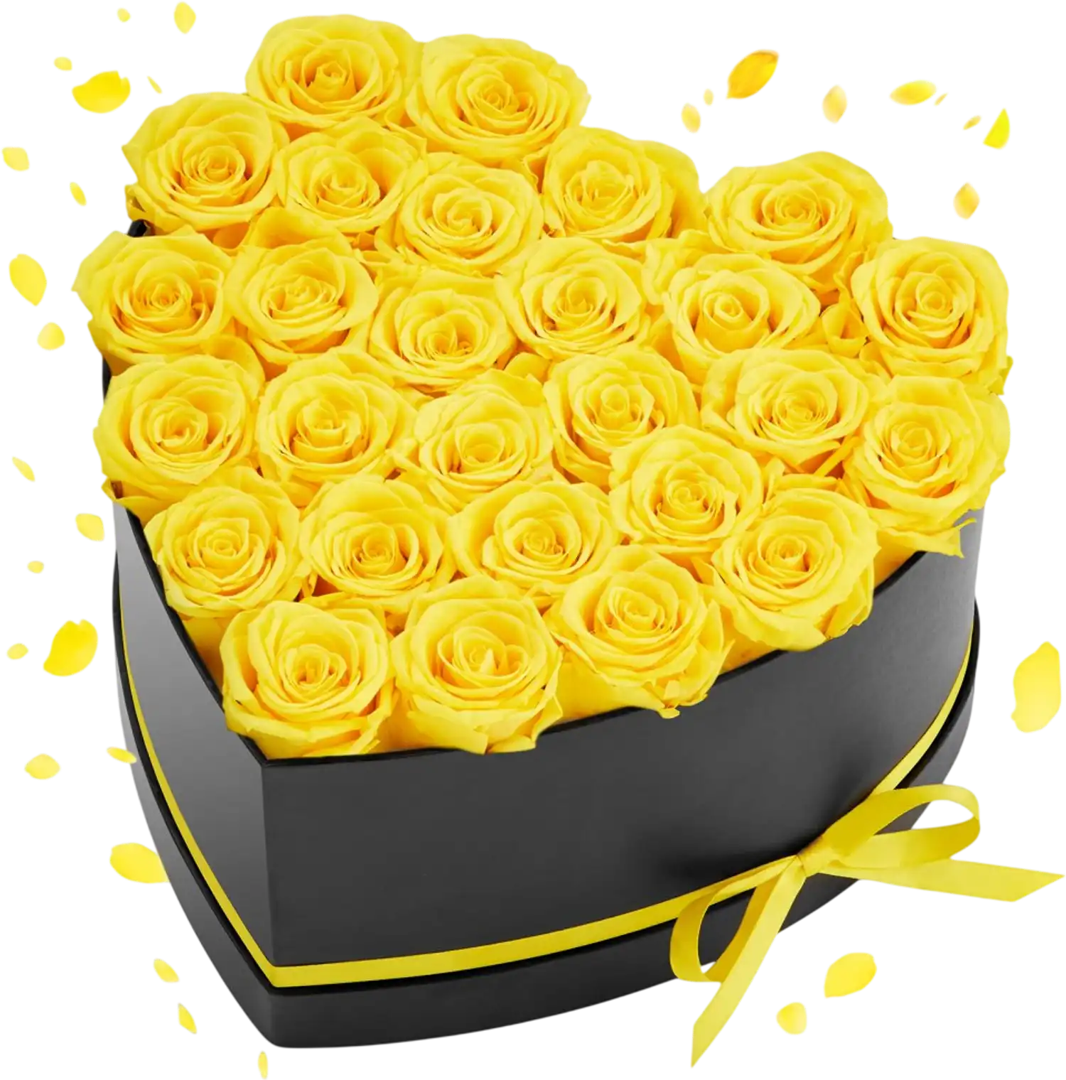 Vevor Preserved Flowers 27-Rose Yellow Heart-Shaped Box Eternal Bouquet New