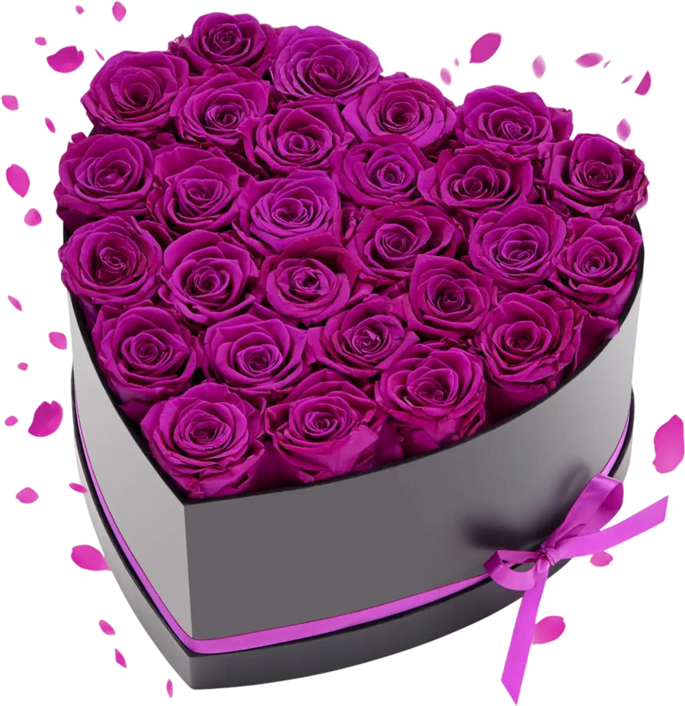 VEVOR Forever Flowers, 27 Preserved Roses in Heart Shape Box, Eternal Flowers Immortal Bouquet Birthday Present for Women Her Wife Mothers, Anniversary, Valentine's Day,Christmas, Purple