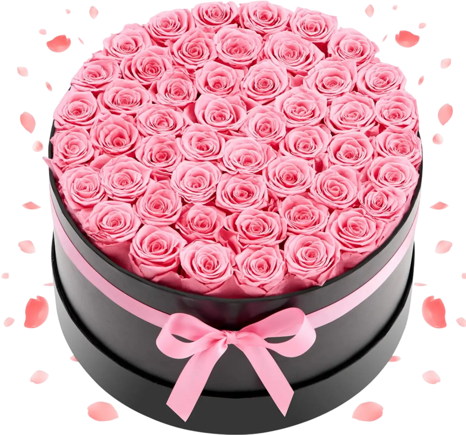 Vevor Preserved Roses 50-Flower Sweet Pink Round Box New