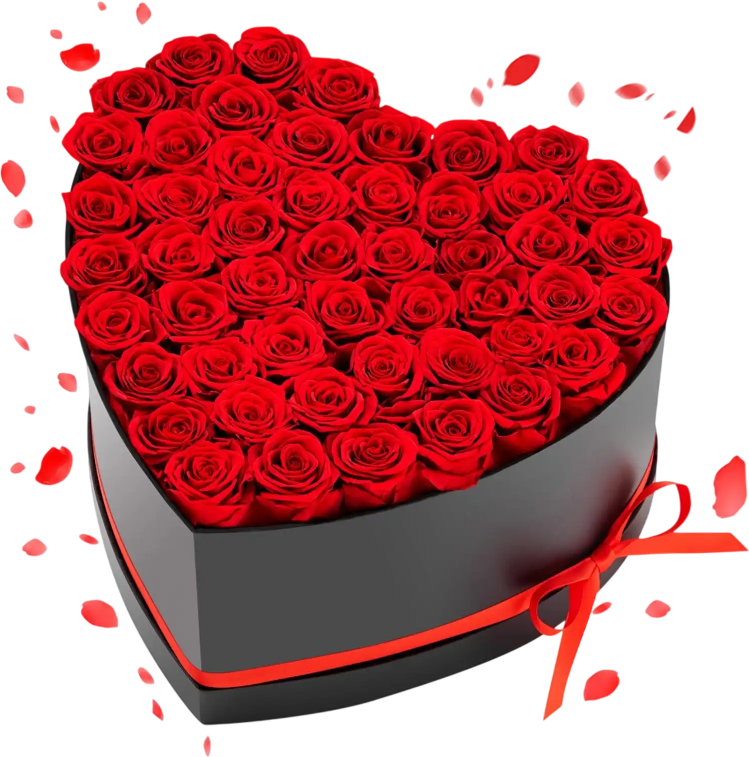 Vevor Preserved Roses 50-Rose Heart-Shaped Box Red Forever Flowers New