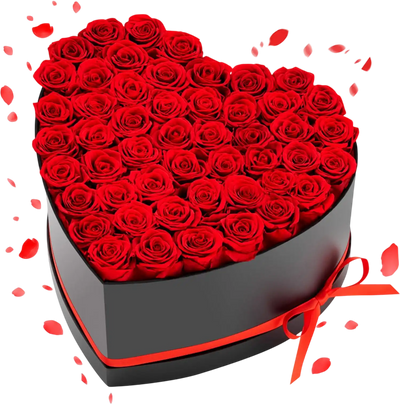 Vevor Preserved Roses 50-Rose Heart-Shaped Box Red Forever Flowers New