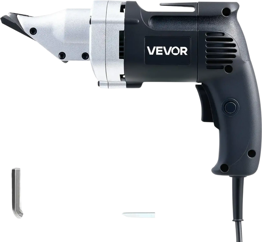 VEVOR Electric Metal Shear, 4.0-Amp Corded Sheet Metal Cutter with 360-Degree Swivel Head, Variable Speed, Continuous Cutting, Clean Cut for 18GA Galvanized Steel, 20 GA Stainless Steel, 2500 SPM