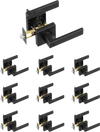 VEVOR Privacy Door Handle, 10 Pack Matte Black Door Lever, Left or Right Handing Reversible Lever with Keyless Lock, 45° Rotation to Open, Universal Square Interior for Bedroom and Bathroom Doors