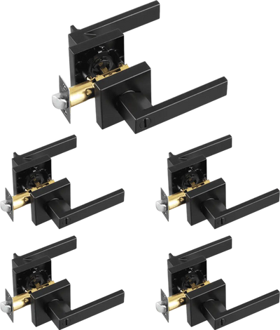 Vevor Privacy Door Handle 5-Pack Matte Black Reversible Lever Set New