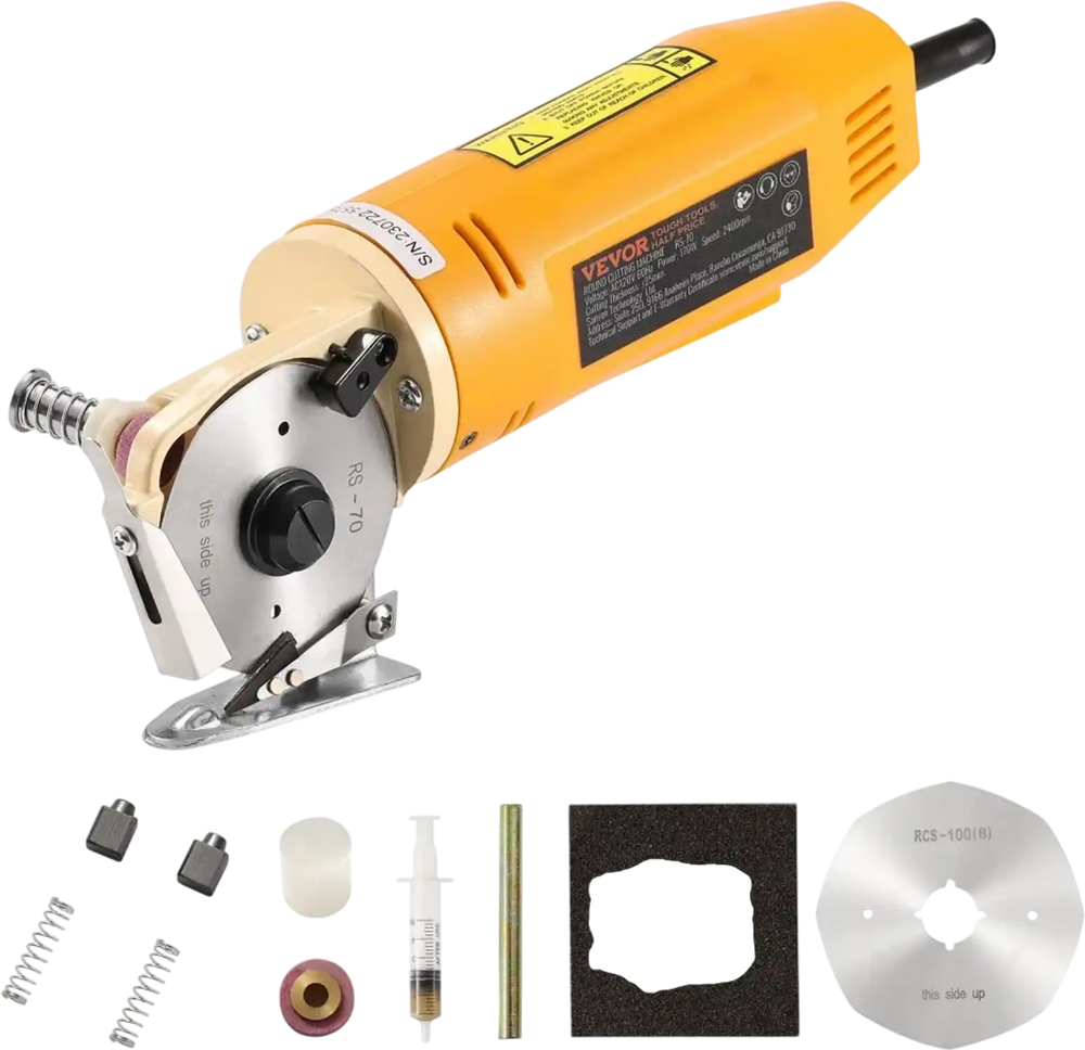 VEVOR Fabric Cutter, 170W Electric Rotary Fabric Cutting Machine, 1" Cutting Thickness, Octagonal Knife, with Replacement Blade and Sharpening Stones, for Multi-Layer Cloth Fabric Leather