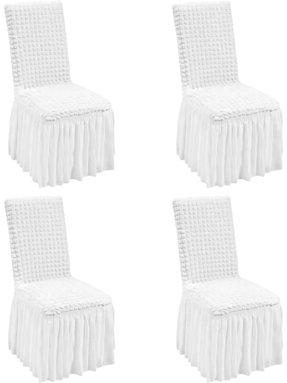 VEVOR Stretch Spandex Folding Chair Covers, Universal Fitted Chair Cover with Skirt, Removable Washable Protective Slipcovers, for Wedding, Holiday, Banquet, Party, Celebration, Dining (4 PCS White)