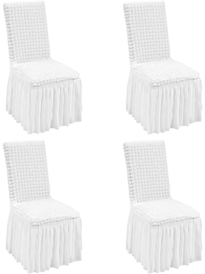 VEVOR Stretch Spandex Folding Chair Covers, Universal Fitted Chair Cover with Skirt, Removable Washable Protective Slipcovers, for Wedding, Holiday, Banquet, Party, Celebration, Dining (4 PCS White)