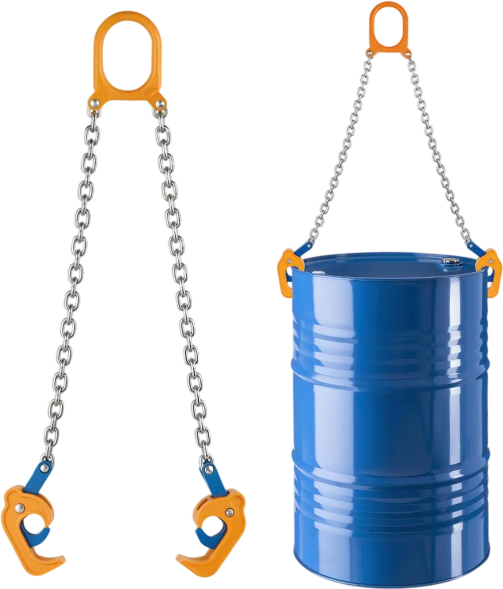 VEVOR Chain Drum Lifter, G80 Drum Lifting Chain Sling with Thickened Security Hook, 2000LBS Capacity, 1.6ft Long Sturdy Drums Handling Equipment, Carbon Steel Barrel Lifter for Plastic & Metal Drums