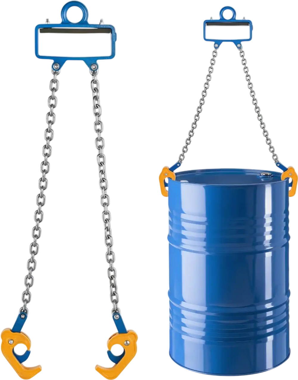 VEVOR Chain Drum Lifter, G80 Drum Lifting Chain Sling with Security Hook, 2200LBS Capacity, Drums Handling Equipment Fits for Crane Forklift, Carbon Steel Barrel Lifter for Plastic & Metal Drums