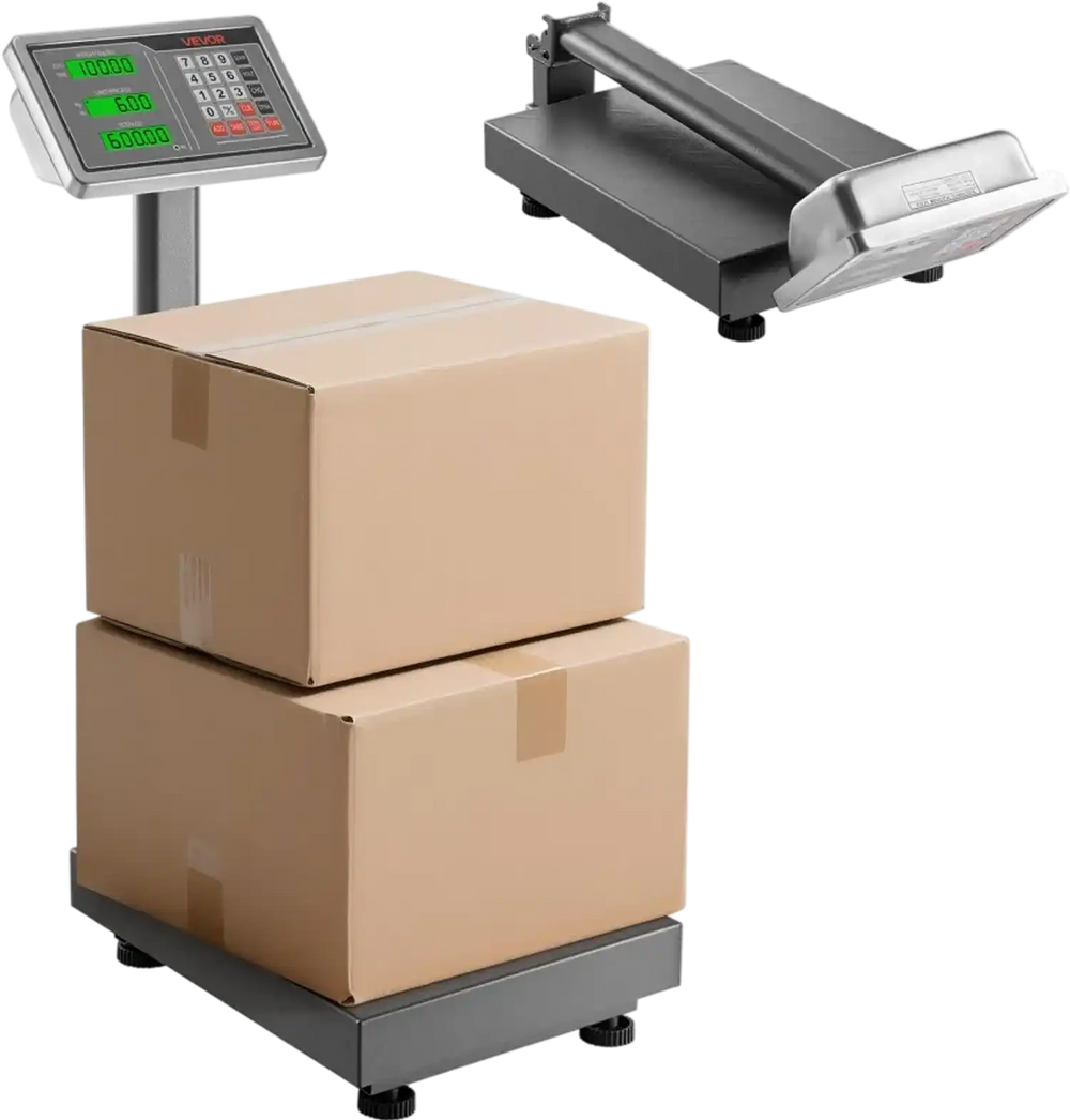 VEVOR Computing Digital Platform Scale, 220 lbs Load, 0.04 lbs Accuracy, Electronic Floor Scale with LB/KG, Tare, Price Calculator, AC/DC Power Supply, Fit for Luggage, Shipping, Packages, Postage