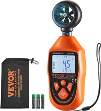 VEVOR Portable Anemometer, Temperature Range 14℉-113℉, Equipped with LED Backlit Display, Captures Wind Speed, Temperature, Air Volume, and Chill Factor, Ideal for Boating, Kite Surfing, Drone Pilo