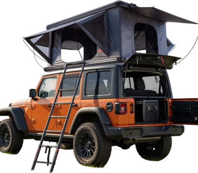 Vevor Rooftop Tent Hard Shell 2-3 Person Aluminum Roof Top Tent with Tri-Color LED Light New