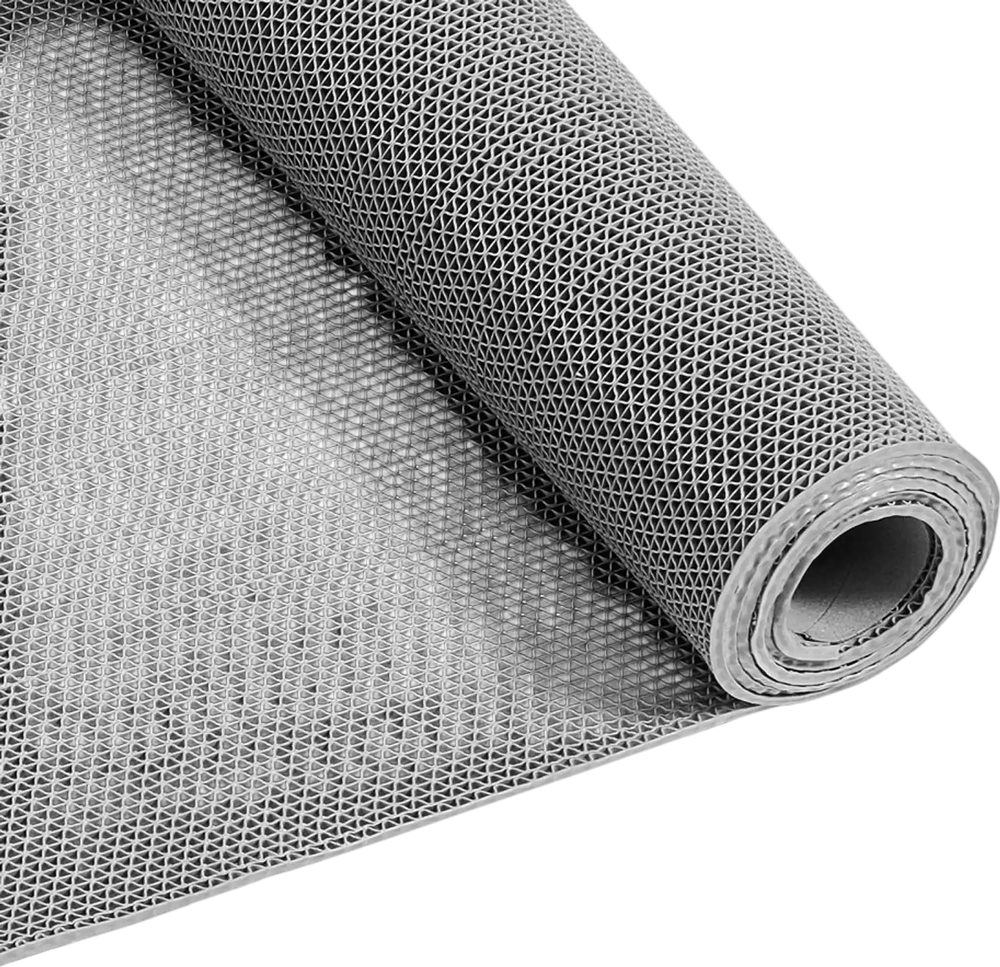 VEVOR Drainage Mat, 3 x 10 ft, PVC Non Slip Commercial Floor Mat, Wet Area Water Drain Splash Matting Hollow Doormat Roll, for Outdoor Indoor Restaurant Swimming Pool Patio Bathroom Washroom, Gray