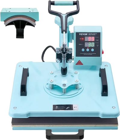 VEVOR Heat Press Machine, 12 x 15 inch, 2 in 1 Heat Transfer Machine with Hat Press, 360° Swing Away T-Shirt Pressing Machine, Digital Precise Control, Fast Even Heating for T-Shirts/Hats/Caps, Green