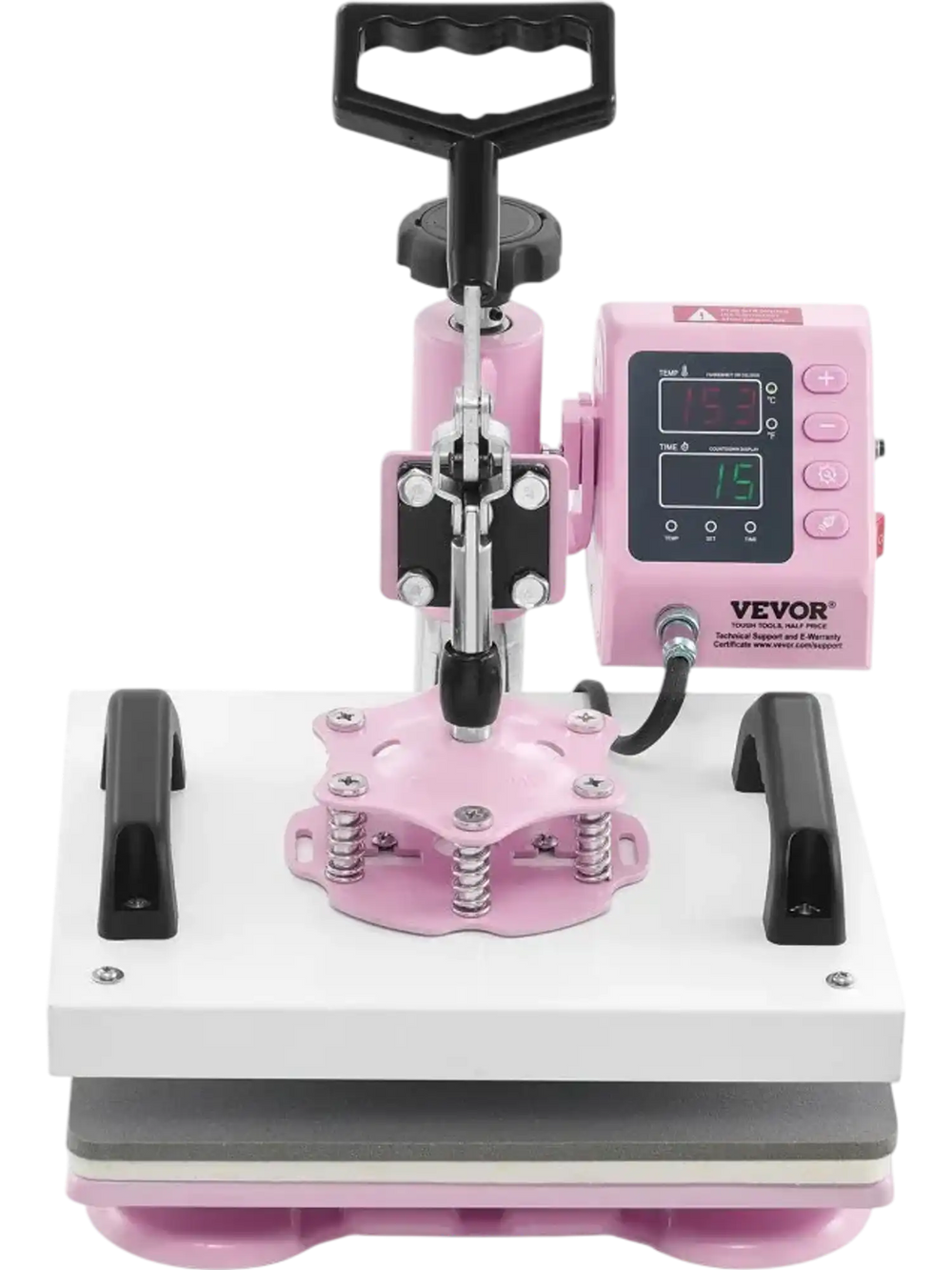 VEVOR Heat Press, 12 x 10inch Heat Press Machine, 360° Swing Away T-Shirt Pressing Machine, Fast and Even Heating, Digital Precise Control, Heat Transfer Machine for T-Shirts/Pillows/Bags, Pink