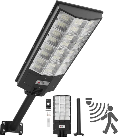 VEVOR 8000W Solar Street Light Outdoor, 450000LM, Commercial Parking Lot Light Dusk to Dawn, LED Flood Security Lamp with Motion Sensor, IP65 Waterproof Outdoor Lighting, for Driveway Yard, 1 Pack