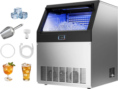 Vevor Commercial Ice Maker 360 lbs/24h with 85 lbs Storage LED Display Self-Cleaning New
