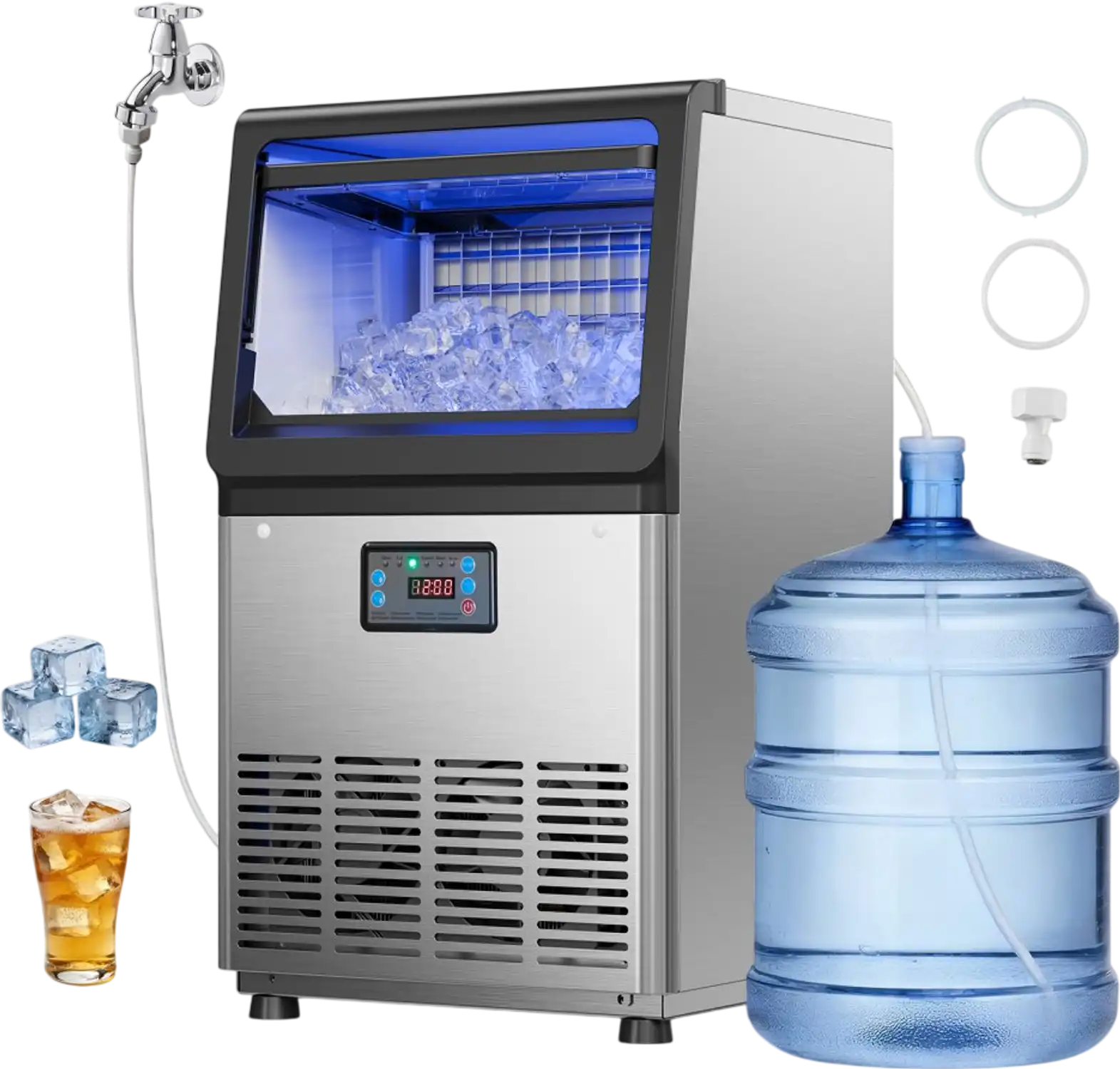 Vevor Ice Maker Commercial 90 lbs/24h Stainless Steel Countertop Freestanding Under Counter New