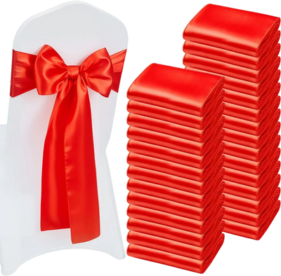 Vevor Chair Sashes Satin 100-Pc Red 7