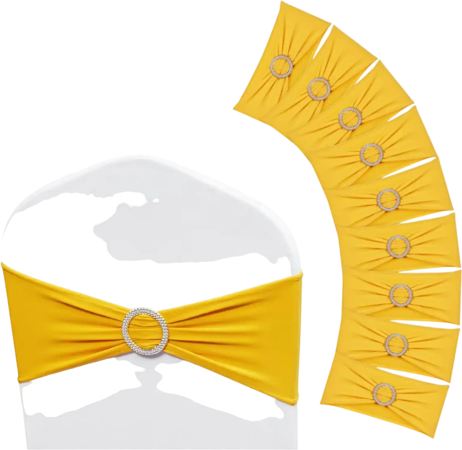 Vevor Chair Sashes Stretch Spandex with Round Buckle Golden Yellow 100 pcs New