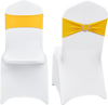 VEVOR Stretch Spandex Folding Chair Covers, Universal Fitted Chair Cover with Chair Sashes, Removable Washable Protective Slipcovers, for Wedding, Holiday, Banquet, Party, Dining (30 Set Gold & White)