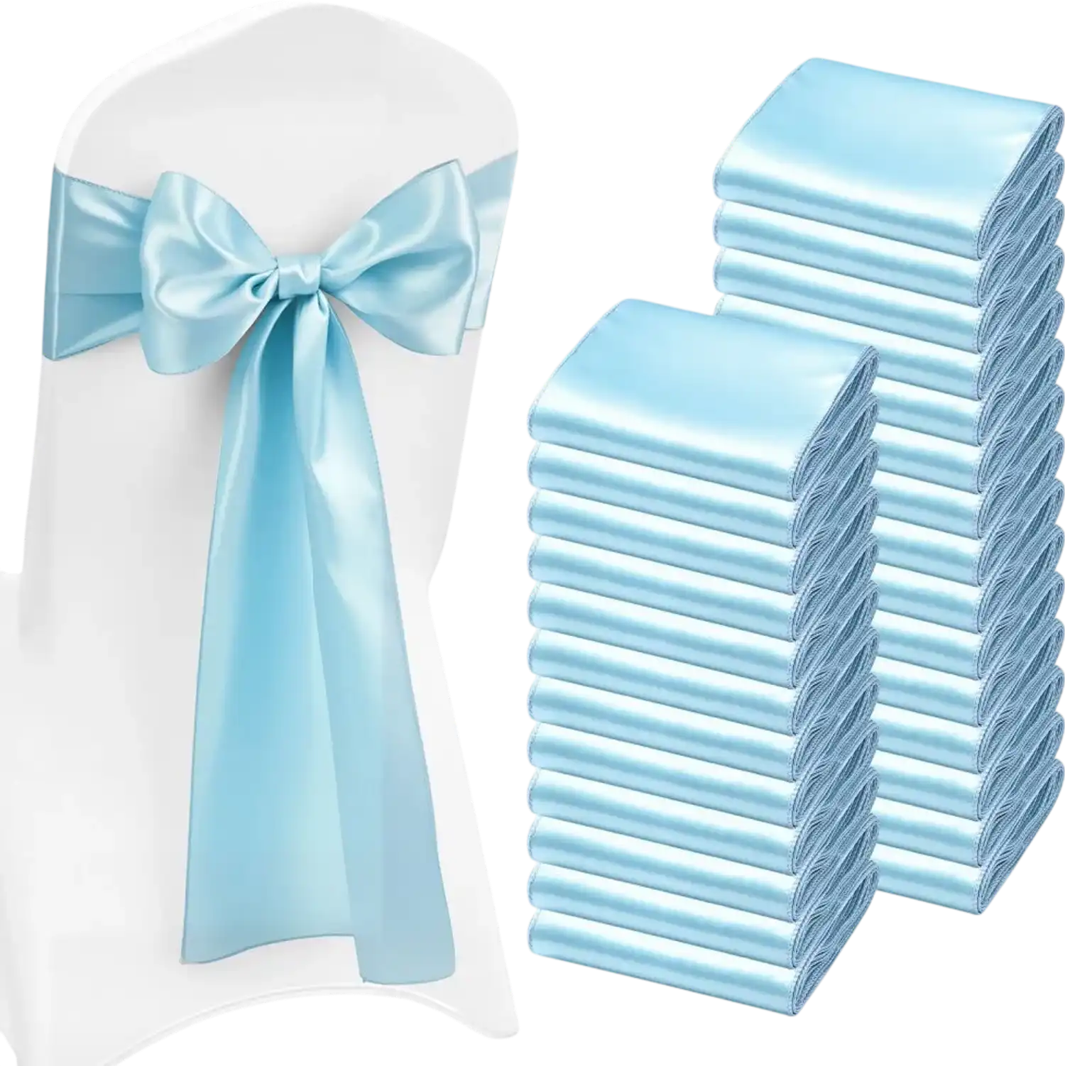 Vevor Chair Sashes Light Blue Satin Wedding Reception Decoration 100-Pack 7