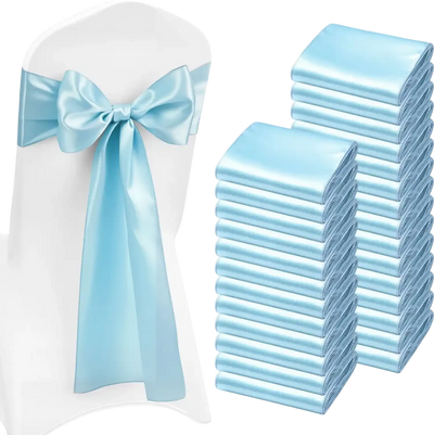 Vevor Chair Sashes Light Blue Satin Wedding Reception Decoration 100-Pack 7