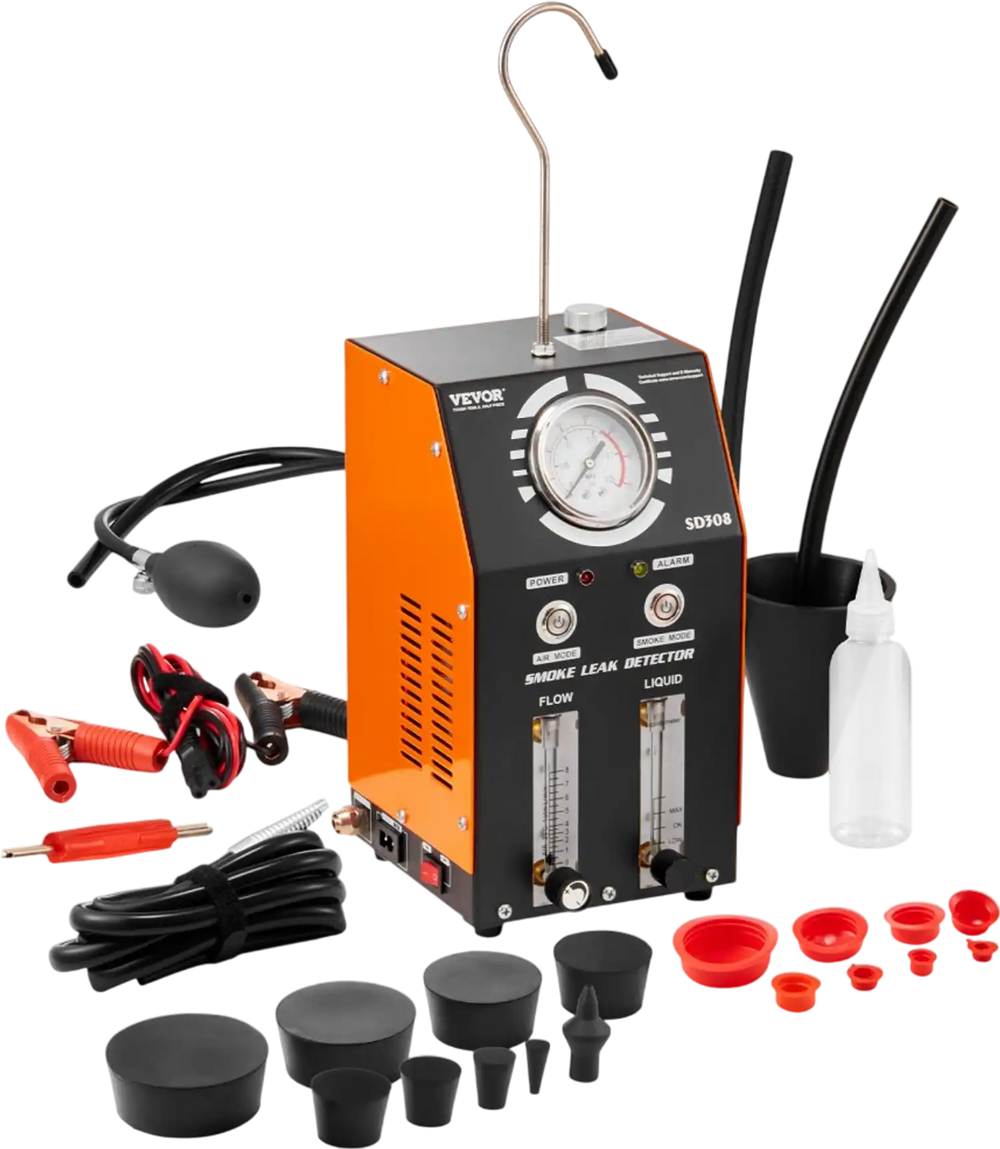 VEVOR Automotive Smoke Machine Leak Detector, EVAP Smoke Machine Leak Tester with Built-in Air Pump, Pressure Gauge, Oil Level & Flow Meter, 2-Mode Vacuum Diagnostic Detector for EVAP Fuel Pipe System