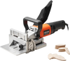 VEVOR Biscuit Plate Joiner, 5.9A, Plate Joiner Tool Kit with 11,600 RPM 760W Motor, 45-Degree Locating Notch, Carbide Tipped Blade, Wood Biscuits, Dust Bag, Adjustable Angle & Depth, for Woodworking