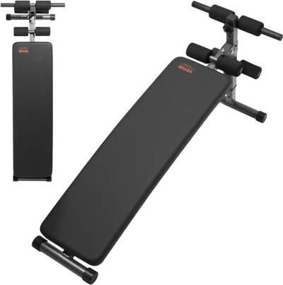 VEVOR Sit Up Bench, Folding Curved Decline Ab Bench, with 5 Adjustable Height Settings, Heavy-Duty Steel, Non-Slip Design, 500 Lbs Capacity for Home Gym Workouts, Strength Training, Full Body Muscles