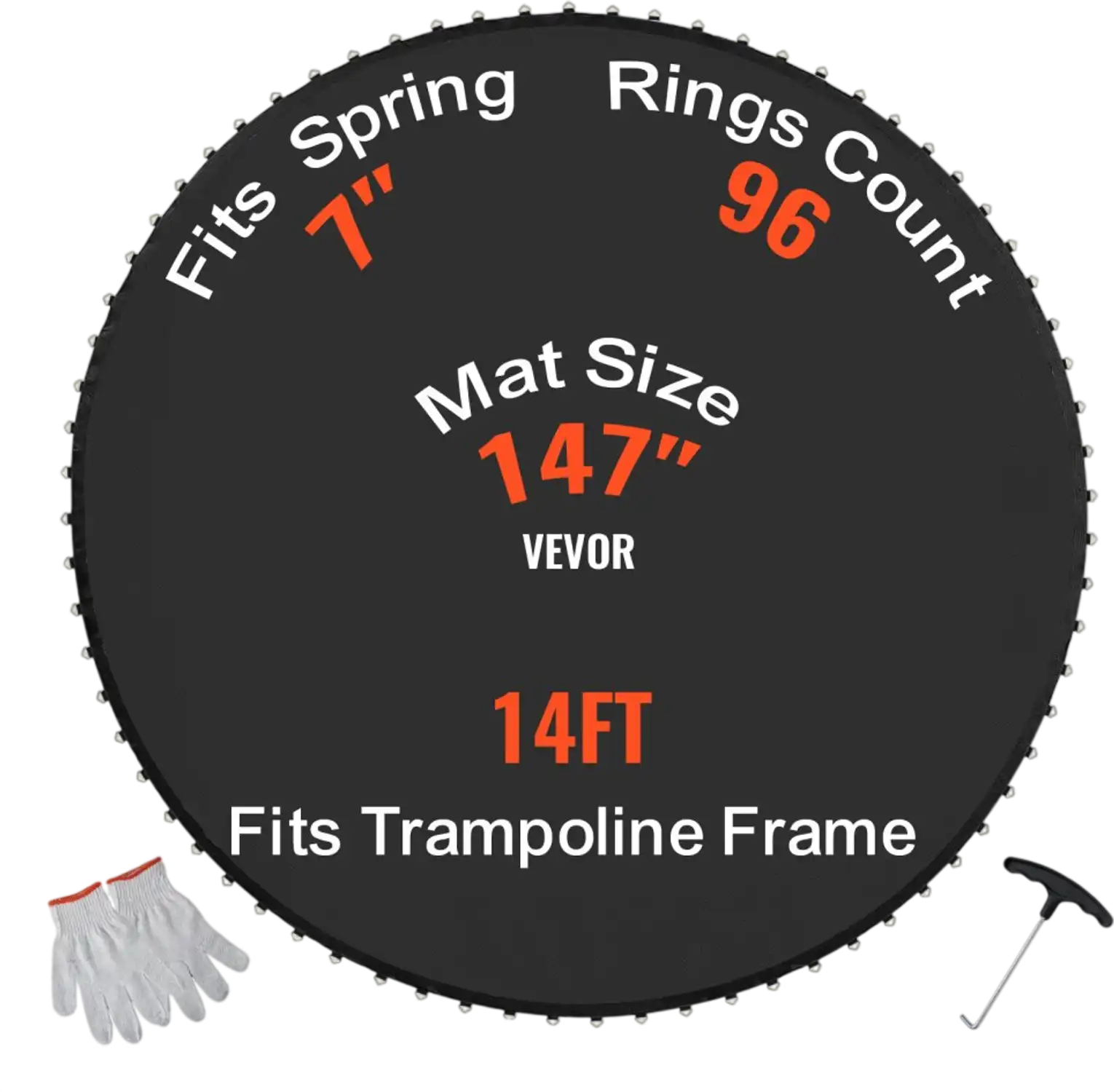 Vevor Trampoline Mat 14' Replacement Jumping Mat for 96 V-Rings and 7