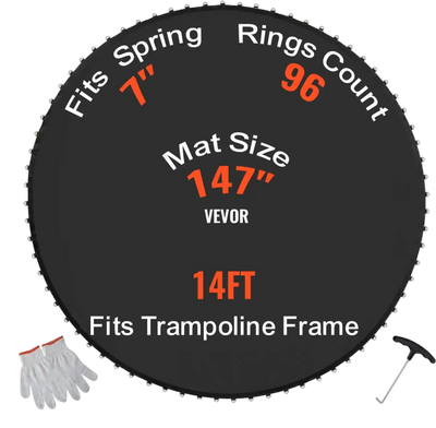 Vevor Trampoline Mat 14' Replacement Jumping Mat for 96 V-Rings and 7