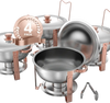VEVOR Chafing Dish Buffet Set, 5 Qt 4 Pack, Stainless Steel Chafer with 4 Full Size Pans, Round Catering Warmer Server with Lid Water Pan Folding Stand Clip, for Weddings Parties Banquets, Rose Gold