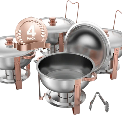 Vevor Chafing Dish Buffet Set 5 Qt 4-Pc Rose Gold New