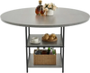 VEVOR Round Dining Table, 47 inch Wood Table for 4-6 Person, Modern Circle Dinner Furniture, Leisure Tables with Storage Shelf and Metal Legs, for Home Kitchen Living Room, Grey (Only Table)