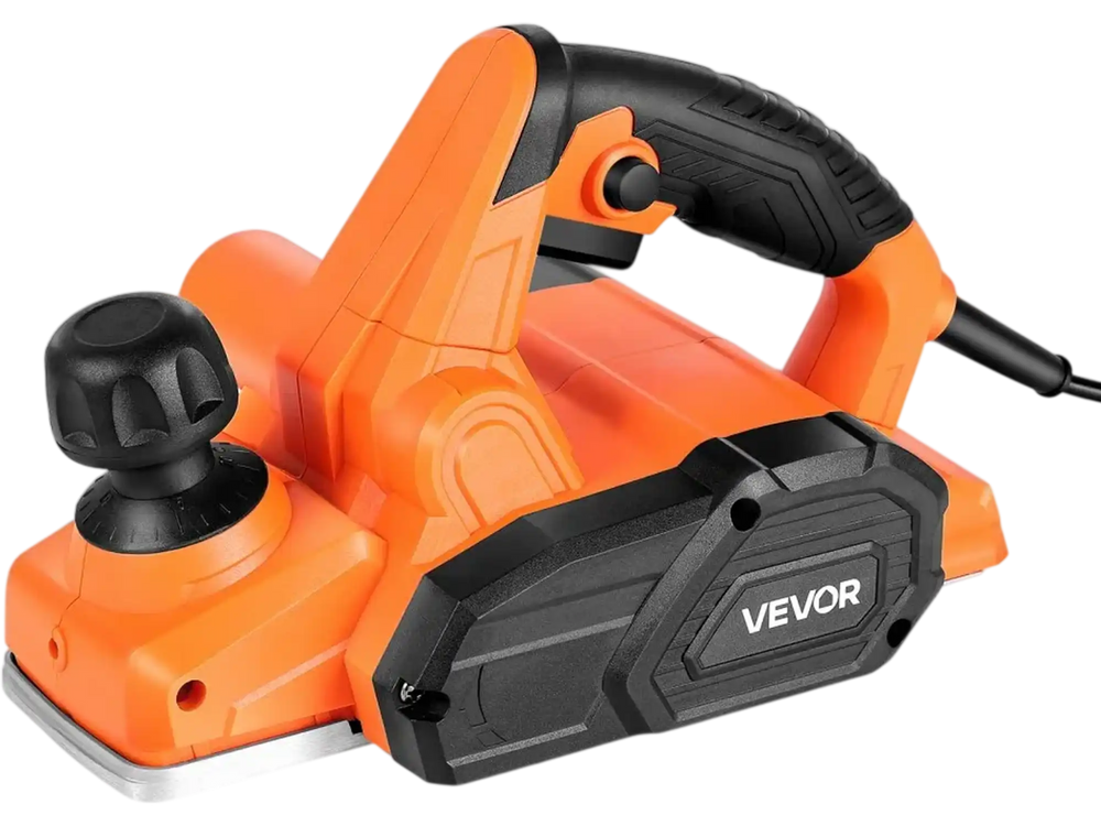 VEVOR Electric Hand Planer, 3-1/4-Inch Cut Width, 7-Amp 16800 RPM Corded Power Handheld Planer for Wood, with Adjustable Cut Depth, 2 Blades, for Woodworking Wood Chamfer DIY Smooth Finish Carpentry
